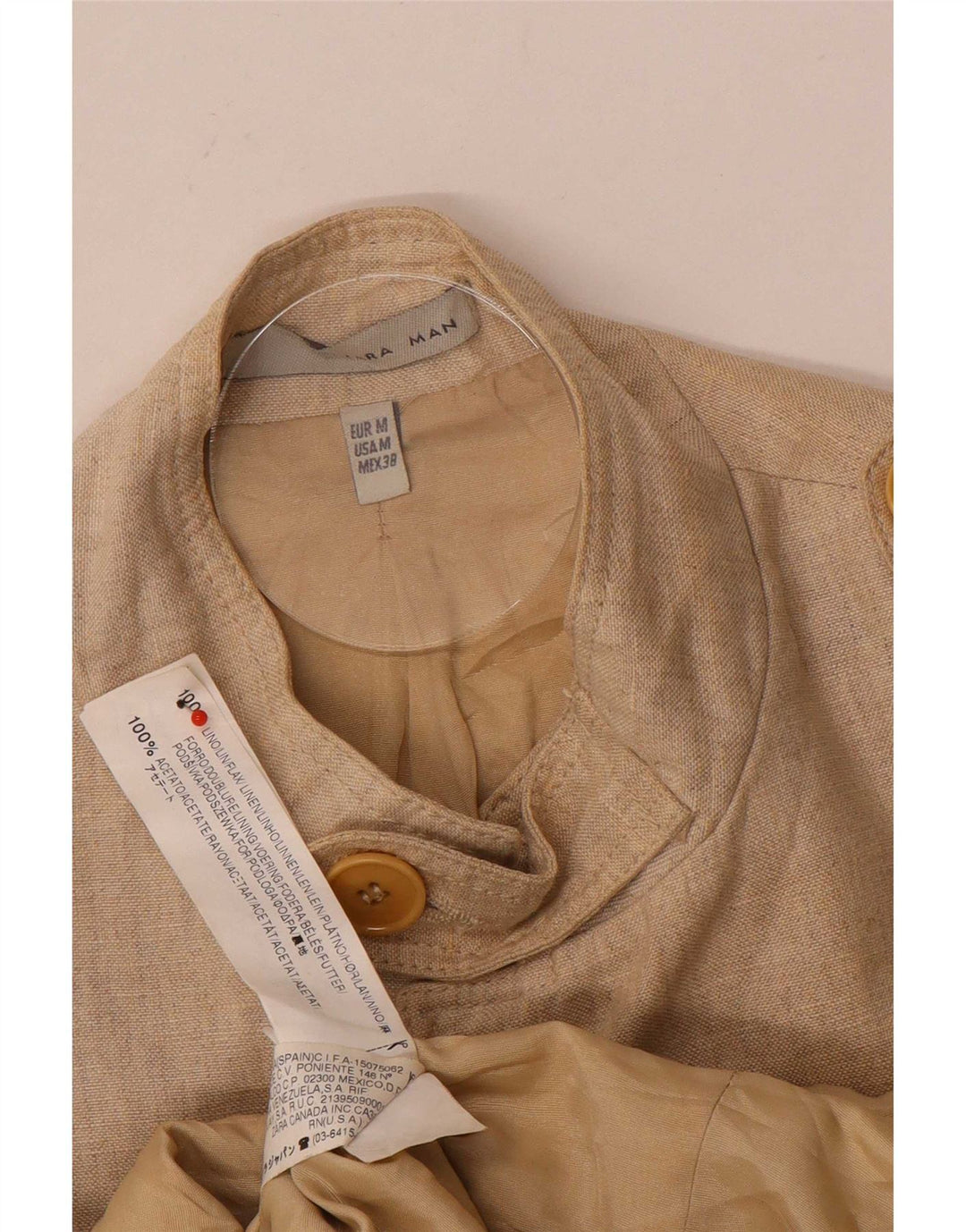 Zara Herren Militärjacke UK 38 Mittelbeiges Leinen