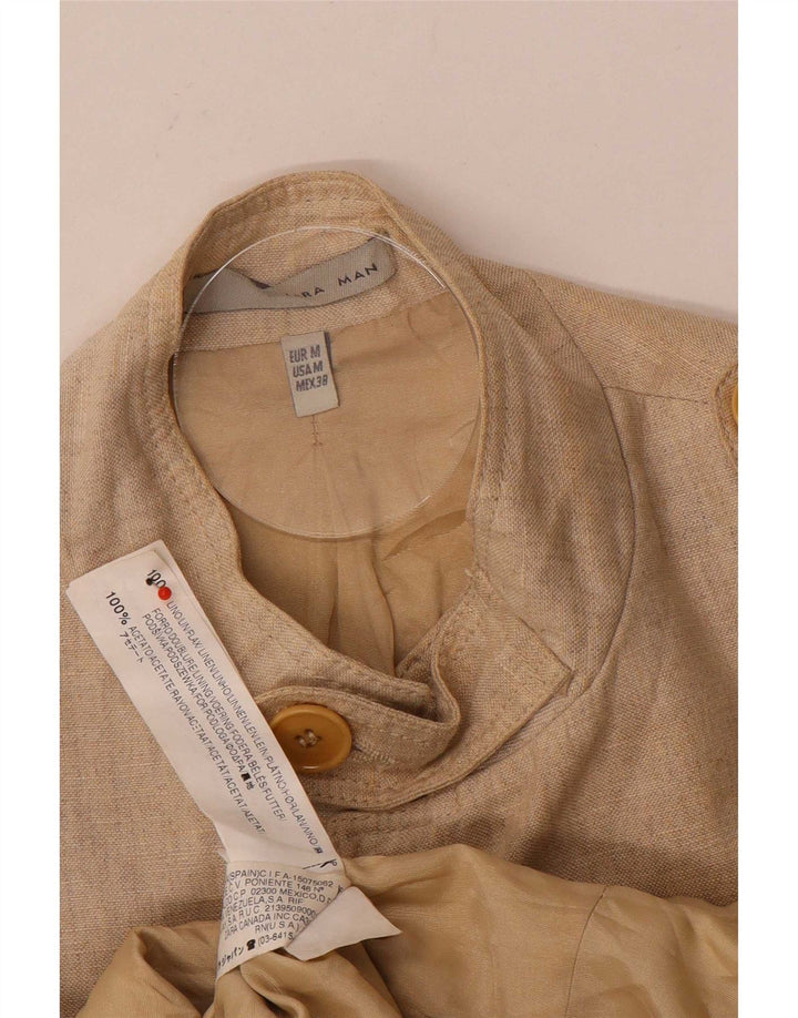 Zara Herren Militärjacke UK 38 Mittelbeiges Leinen