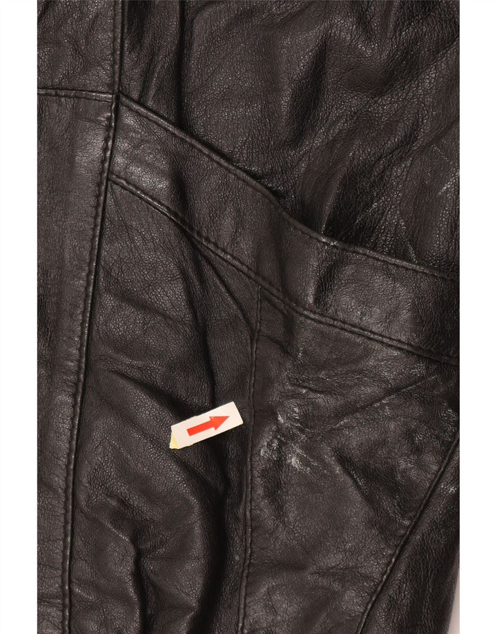 Vintage Damen Übergroße Lederjacke EU 50 XL Schwarz