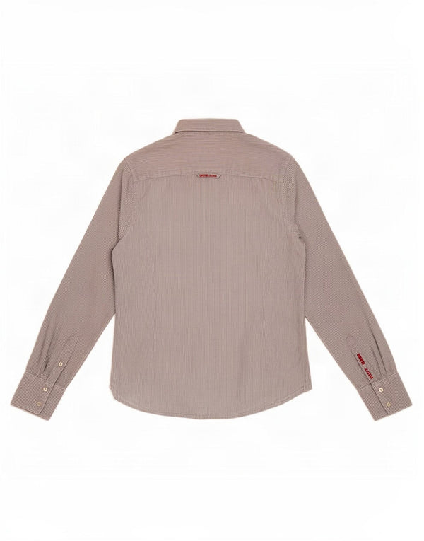 Superdry Damen-Hemd UK 14 Large aus blauer Nadelstreifen-Baumwolle