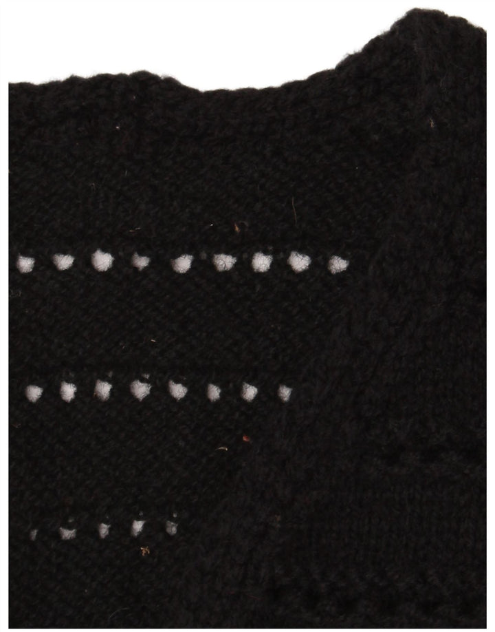 Vintage Damen Ärmelloser Cardigan Pullover UK 12 Medium Schwarz