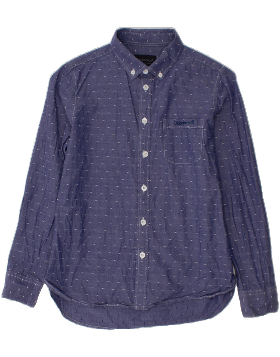 JECKERSON Boys Shirt 9-10 Years Blue Spotted Cotton Vintage Jeckerson and Second-Hand Jeckerson from Messina Hembry 