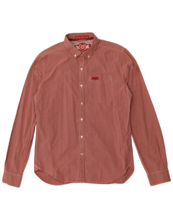 Superdry Herren-Hemd aus Baumwolle, groß, rotes Gingham-Muster