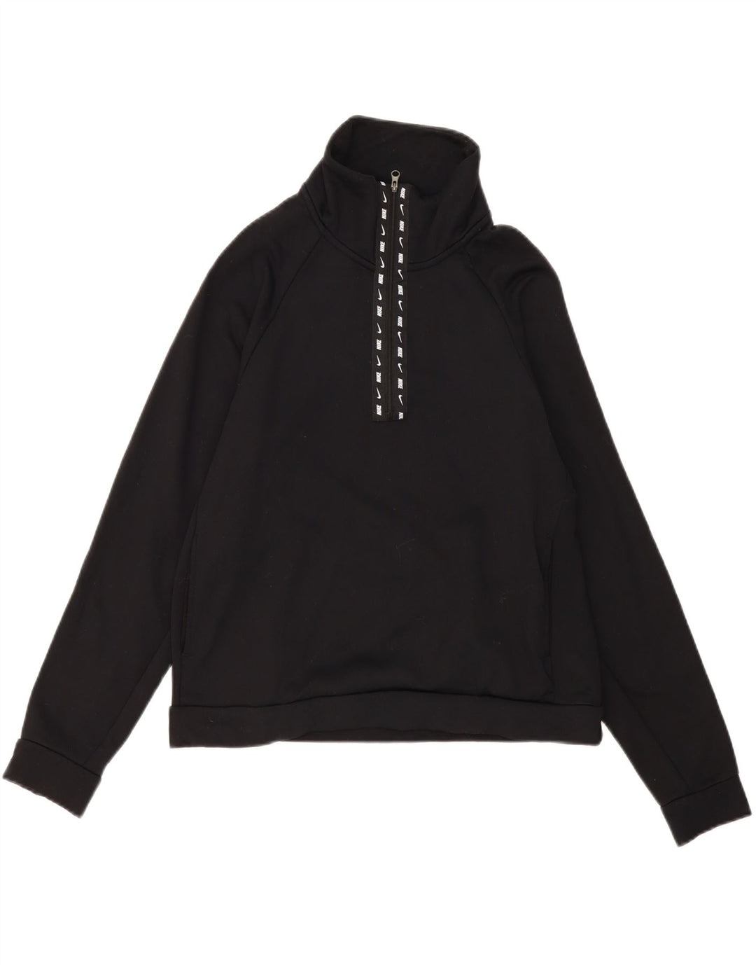 NIKE Womens Oversized Zip Neck Sweatshirt Jumper UK 10 Small Black Vintage Nike and Second-Hand Nike from Messina Hembry 