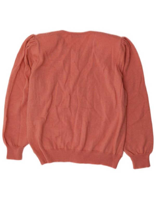 Vintage Damen Cardigan Pullover UK 16 Große rosa Wolle