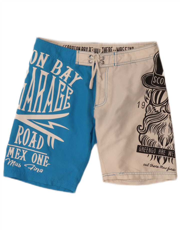 Scorpion Bay Herren-Badeshorts mit Grafik, Mittelblaues Farbblock-Polyester