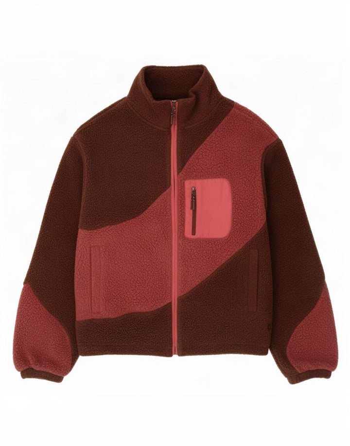 Marks & Spencer Damen-Oversize-Fleecejacke, Größe S, Größe S, Braun, Farbblock