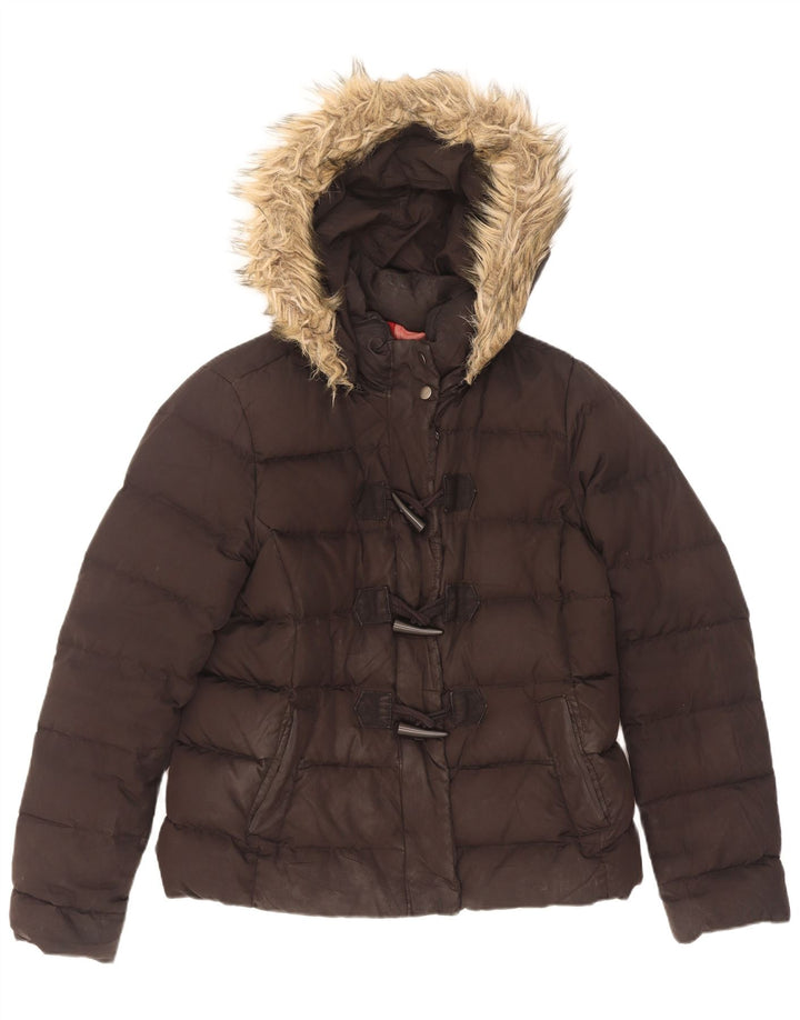 Gap Wattierte Damenjacke mit Kapuze, UK 14, Mittelschwarz, Polyester