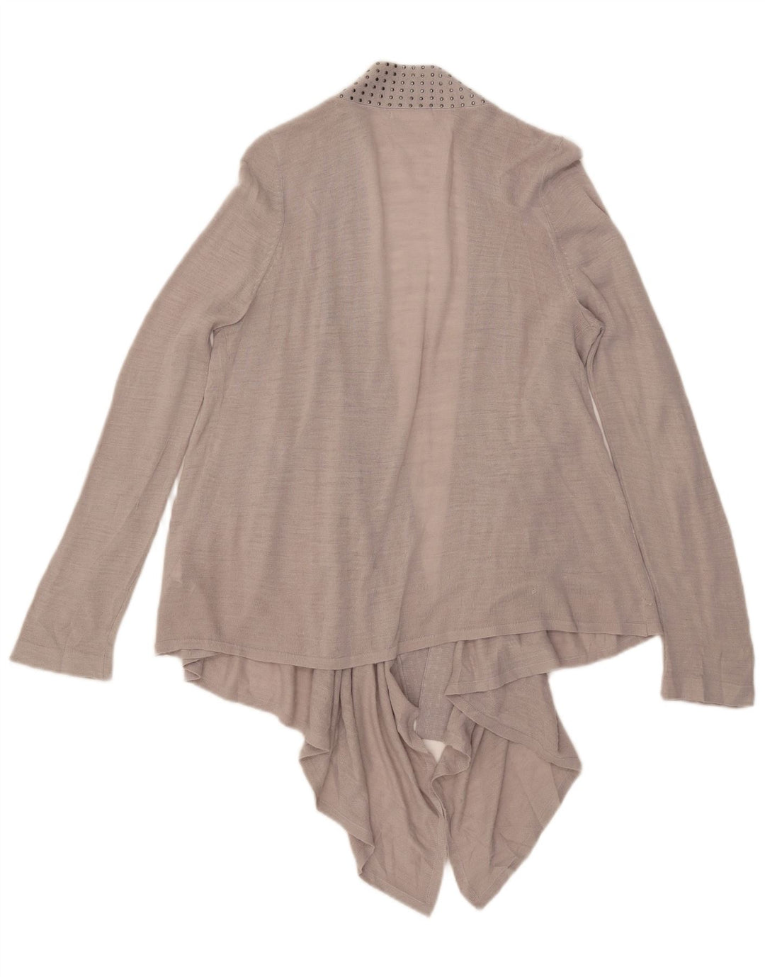 Marks & Spencer Damen Asymmetrisches Cardigan-Oberteil UK 14 Mittelgraues Acryl