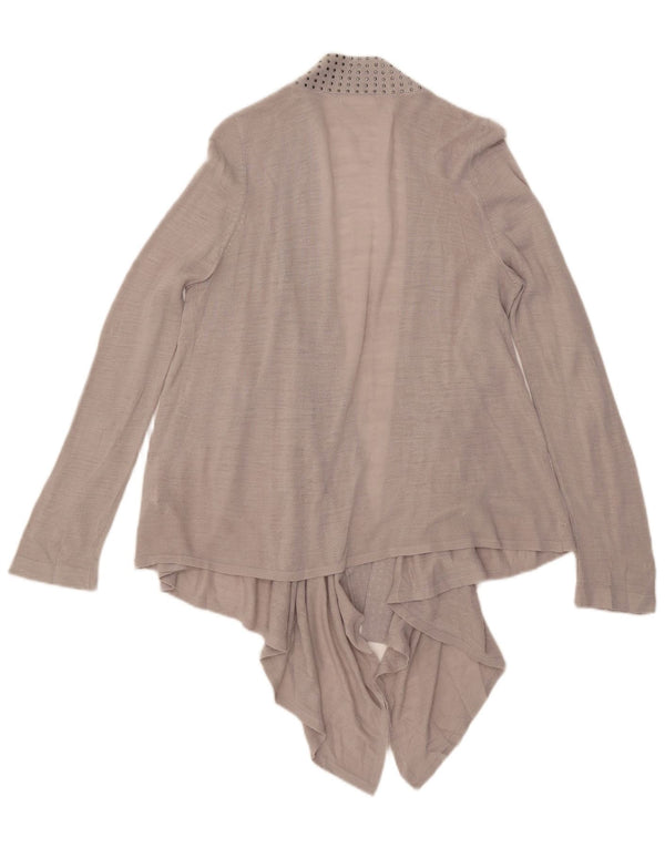 Marks & Spencer Damen Asymmetrisches Cardigan-Oberteil UK 14 Mittelgraues Acryl