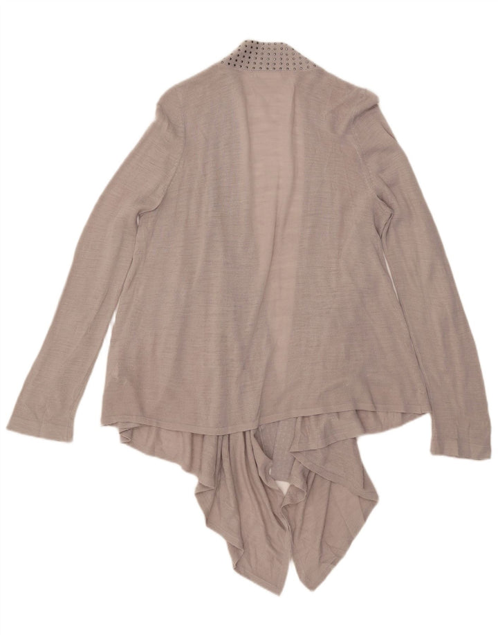 Marks & Spencer Damen Asymmetrisches Cardigan-Oberteil UK 14 Mittelgraues Acryl