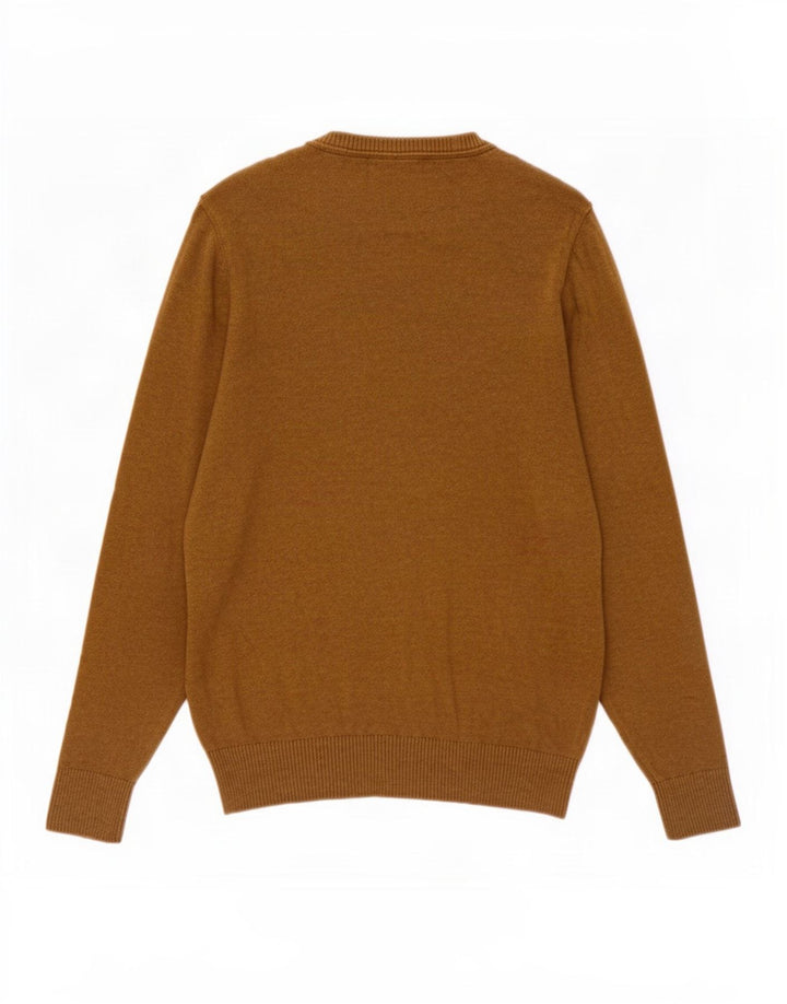 Fat Face Herren-Pullover mit V-Ausschnitt aus mittelbrauner Baumwolle