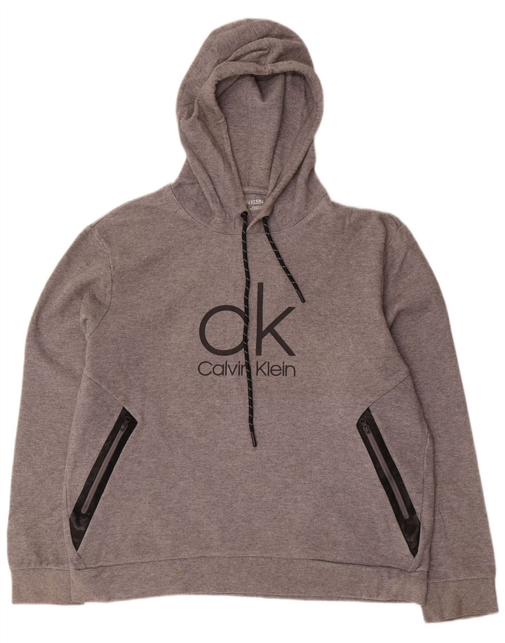CALVIN KLEIN Herren Graphic Hoodie Pullover Große graue Baumwolle