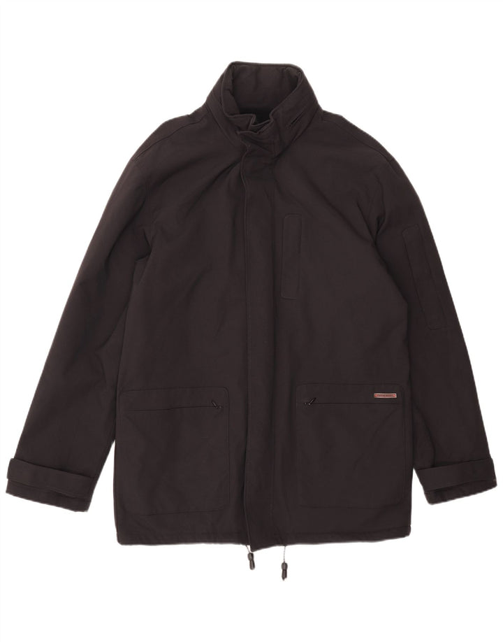 Gianfranco Ferre Herren-Windbreakerjacke mit Kapuze, UK 38, Mittelschwarzes Nylon