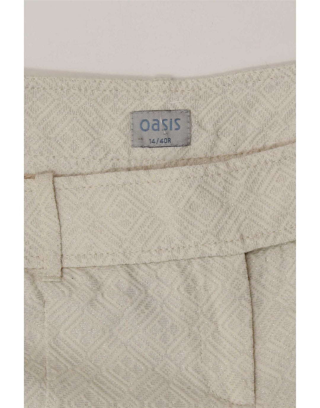 Oasis Damen Bermudashorts UK 14 Medium W32 Weiße geometrische Baumwolle