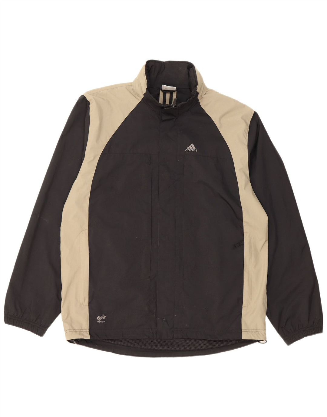 ADIDAS Herren-Regenjacke mit Kapuze, UK 38, Mittelschwarz, Colourblock-Polyester