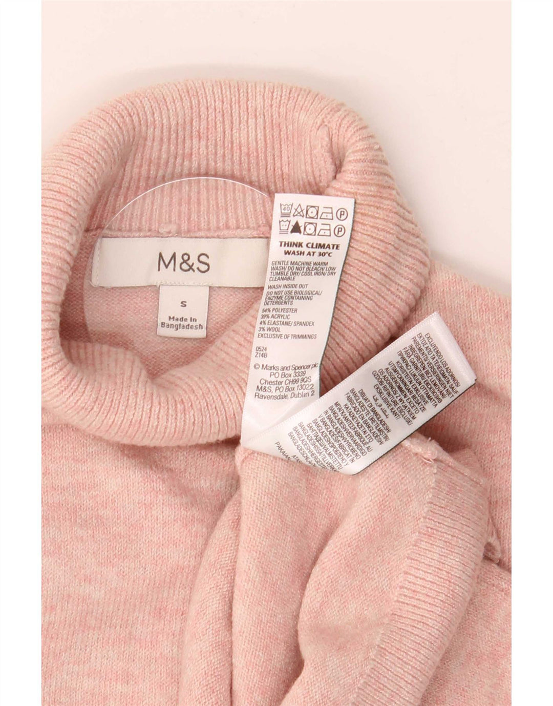 Marks & Spencer Damen-Rollkragenpullover, Gr. 10, klein, rosa meliert
