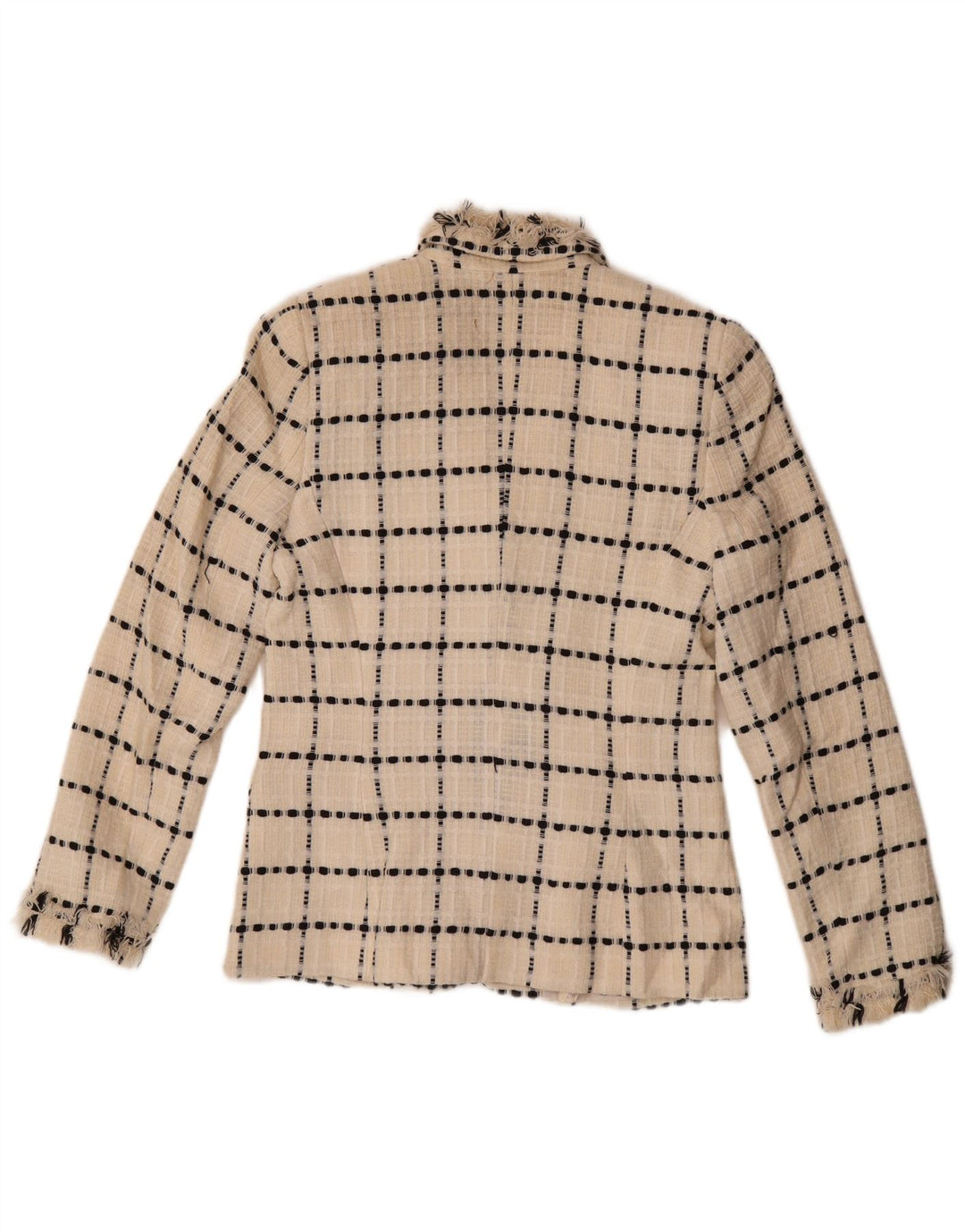 Vintage Damen 3-Knopf-Blazerjacke UK 10 Small Off White Check Wool