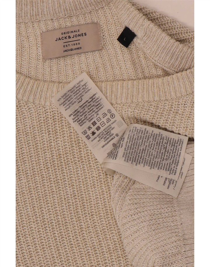 Jack & Jones Herren-Pullover mit U-Boot-Ausschnitt, groß, beige, Acryl