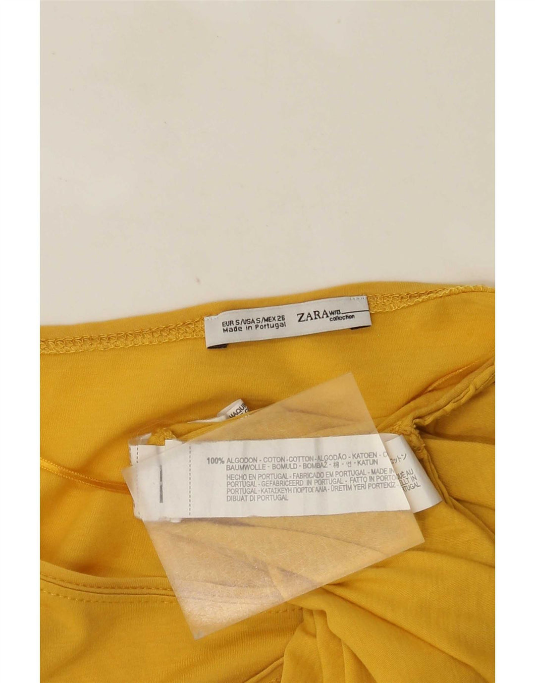 Zara Damen Top Langarm UK 10 Small Gelb Baumwolle