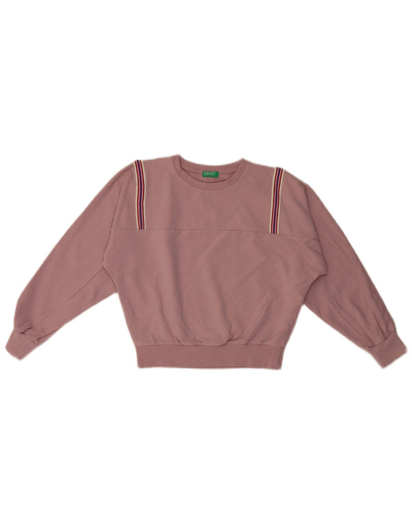 Benetton Crop-Sweatshirt für Mädchen, 10–11 Jahre, XL, rosa gestreift, Baumwolle