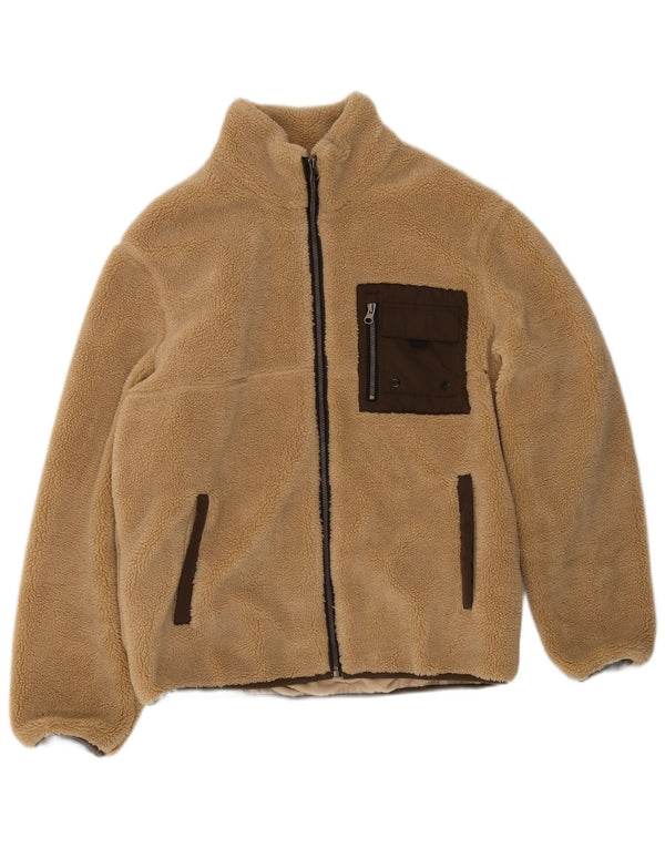 Zara Herren Fleecejacke UK 38 Medium Beige Polyester