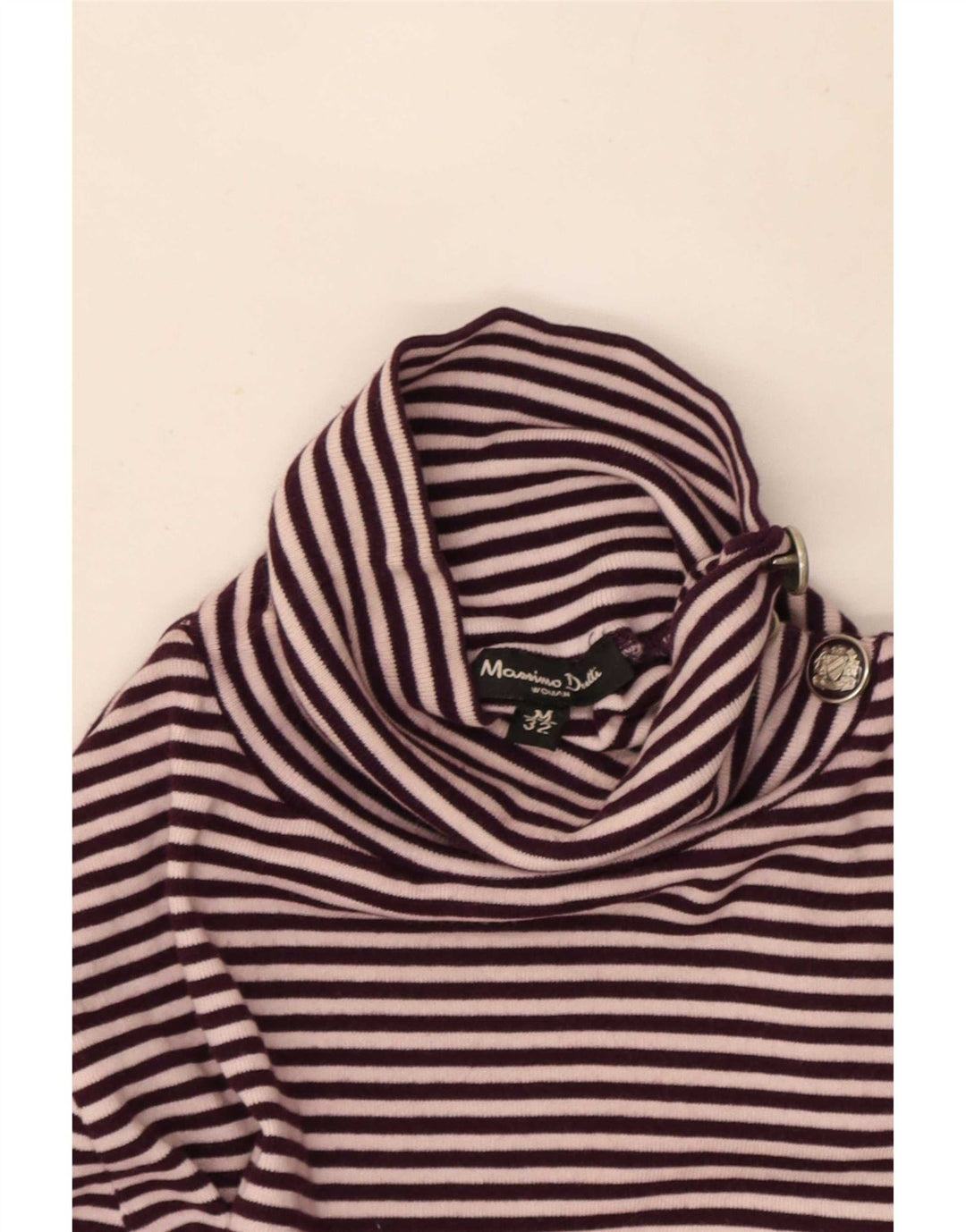 Massimo Dutti Damen-Pullover mit Knopfkragen, Gr. 12, mittelviolett gestreift