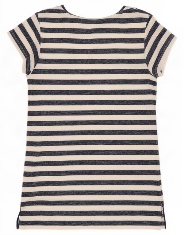 Fat Face Damen T-Shirt Top UK 10 Small Marineblau gestreifte Viskose