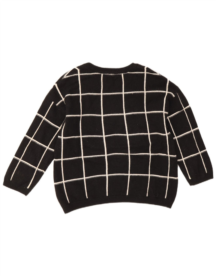 Marks & Spencer Damen-Pullover mit U-Boot-Ausschnitt, Gr. 14, groß, schwarz kariert
