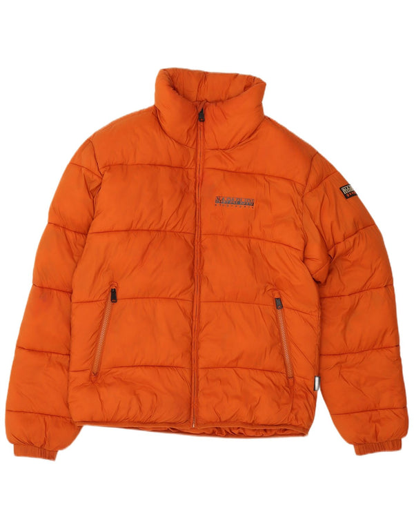 Napapijri Herren Geographic Graphic Wattierte Jacke UK 36 Small Orange