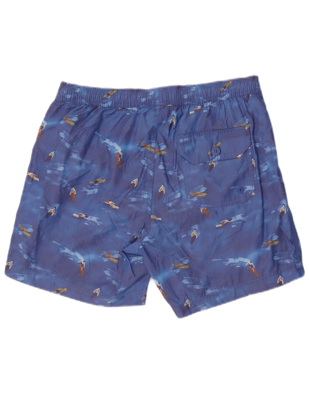 Fat Face Herren-Badeshorts mit Grafik, mittelblau, Polyester