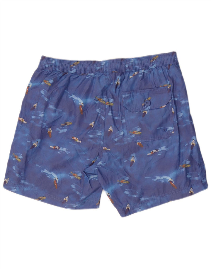 Fat Face Herren-Badeshorts mit Grafik, mittelblau, Polyester