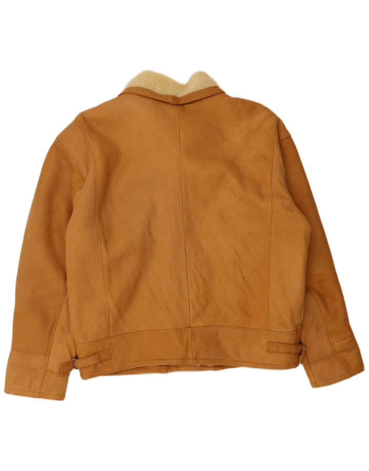 Vintage Herren Shearling Jacke UK 40 Large Beige Shearling
