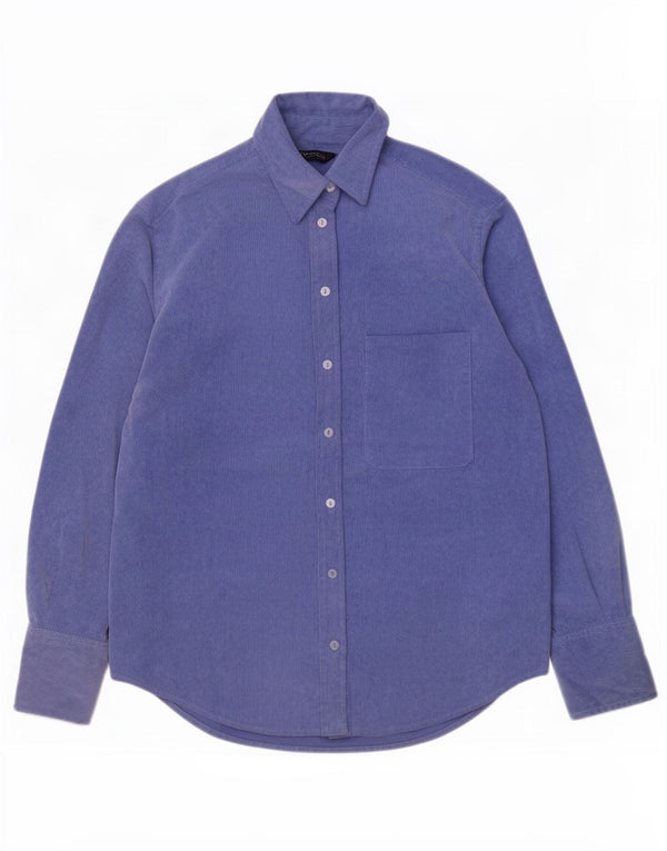 Zara Damen Übergroßes Cordhemd UK 6 XS Blaues Polyester