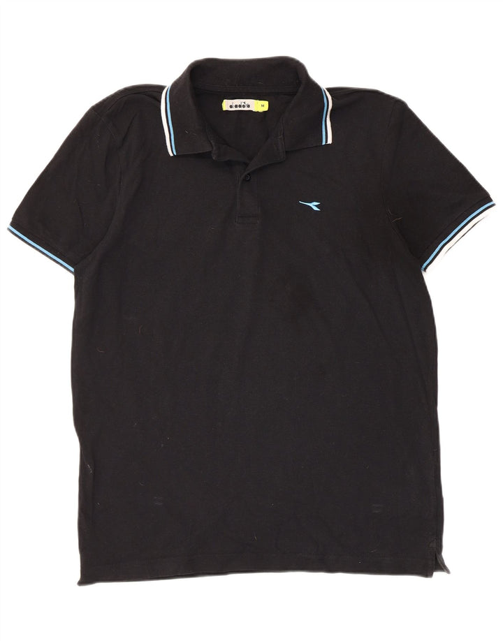 DIADORA Herren-Poloshirt, mittelgroß, schwarze Baumwolle