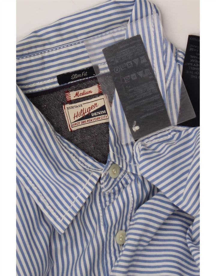 TOMMY HILFIGER Herren Slim Fit Hemd mittelblau gestreift aus Baumwolle
