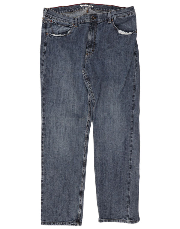 Wrangler Mens Regular Straight Jeans W38 L32 Blue Cotton