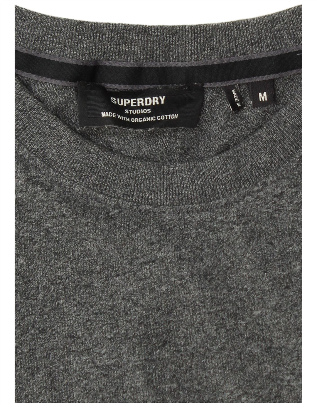 SUPERDRY Herren-T-Shirt-Oberteil aus mittelgrau gesprenkelter Baumwolle