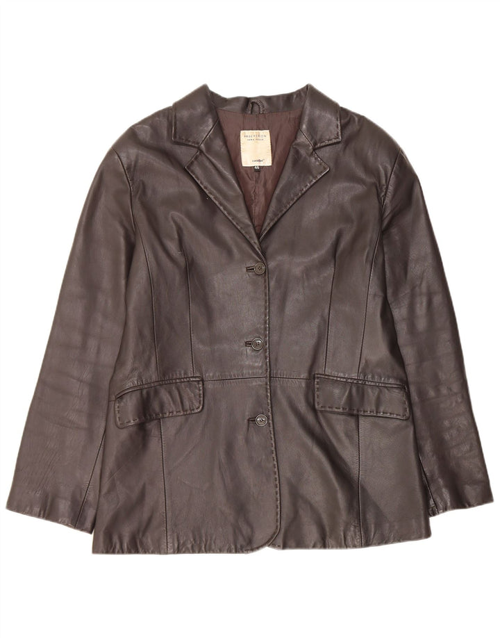 Conbipel Damen Free Heron 3-Knopf-Lederblazerjacke IT 46 Large Braun