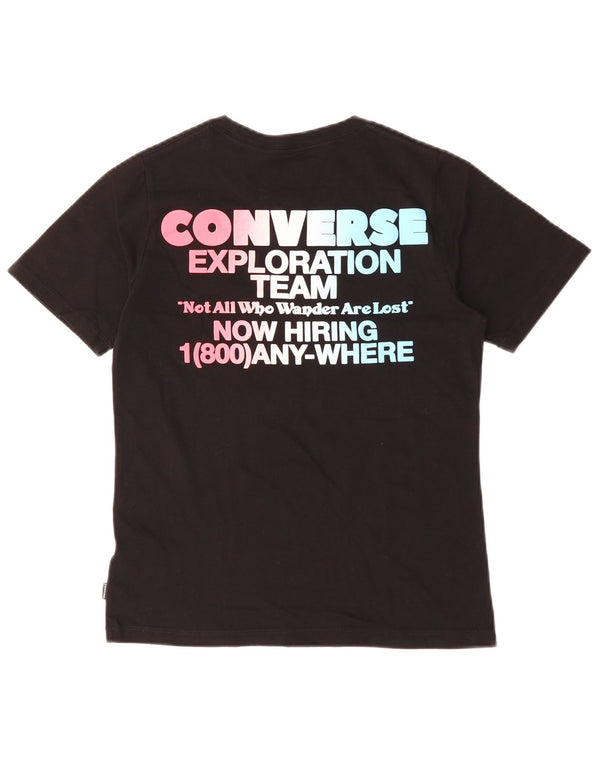 Converse Damen-T-Shirt mit Grafik, UK 10, Größe S, Schwarz, Baumwolle