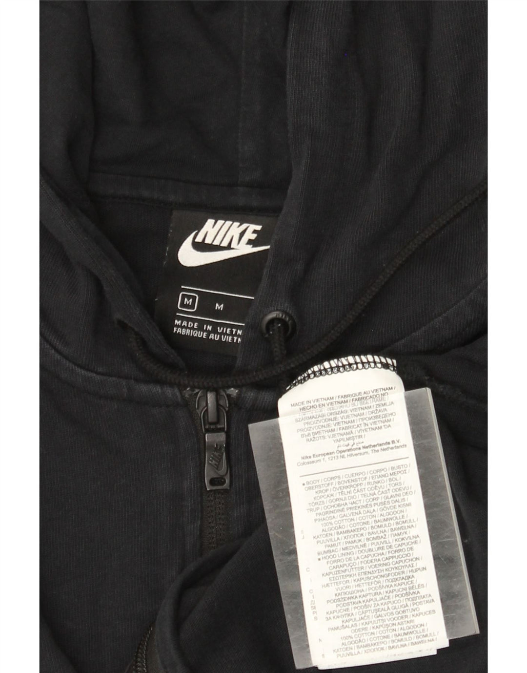 NIKE Damen-Kapuzenpullover mit Reißverschluss, UK 12, mittelschwarz, Baumwolle