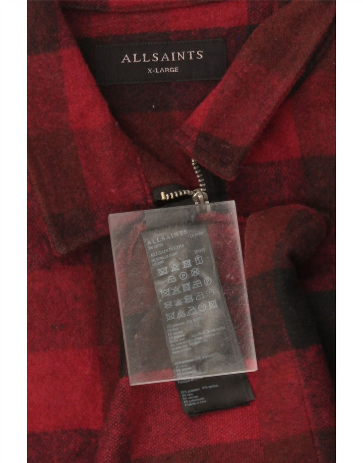 ALL SAINTS Herren Overshirt Flanellhemd XL Rot Gingham Polyester