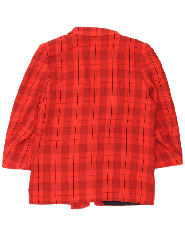 Vintage Damen Zweireiher Blazer Jacke EU 44 XL Rot Kariert Viskose