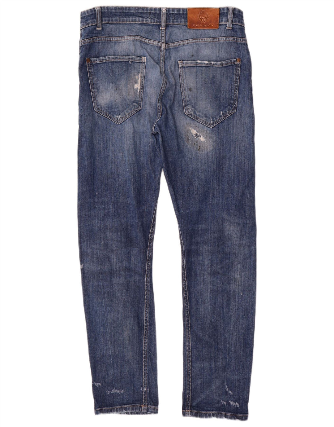 Frankie Morello Herren Distressed Slim Jeans W34 L29 Blaue Baumwolle