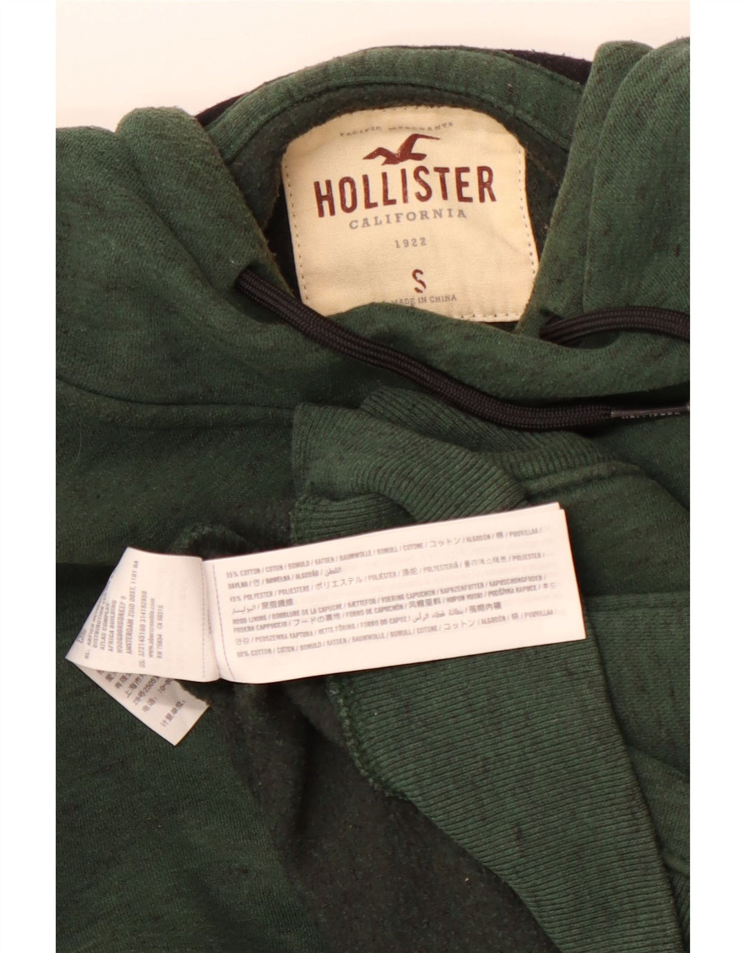 HOLLISTER Herren-Kapuzenpullover, klein, grün gefleckte Baumwolle