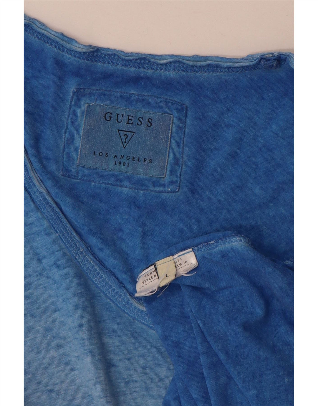 Guess Herren T-Shirt Top Large Blau meliert