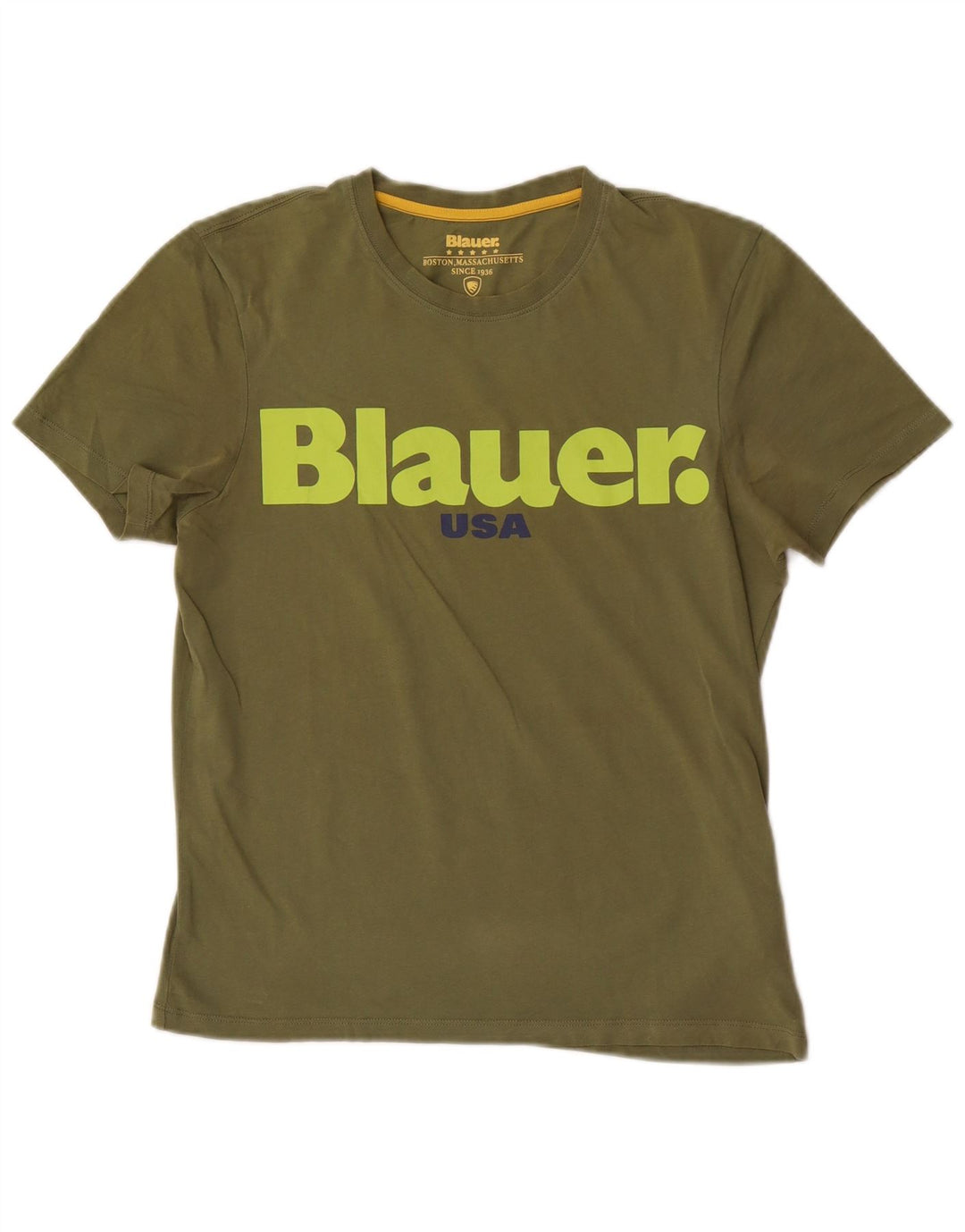 Blauer Herren-T-Shirt mit Grafik, Größe S, Khaki, Baumwolle