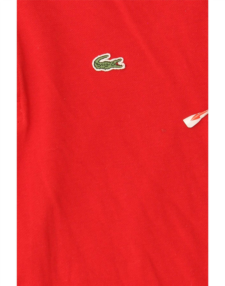 Lacoste Herren-Langarm-Poloshirt, Größe 3, klein, rote Baumwolle