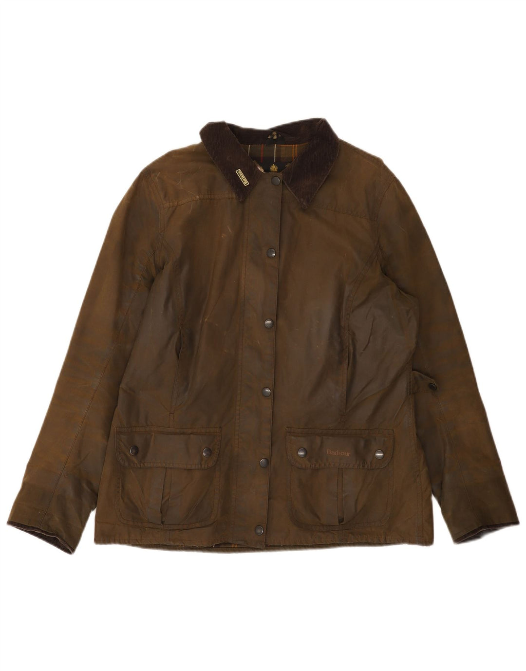 BARBOUR Damenjacke aus gewachster Baumwolle, UK 14, große Khaki-Baumwolle