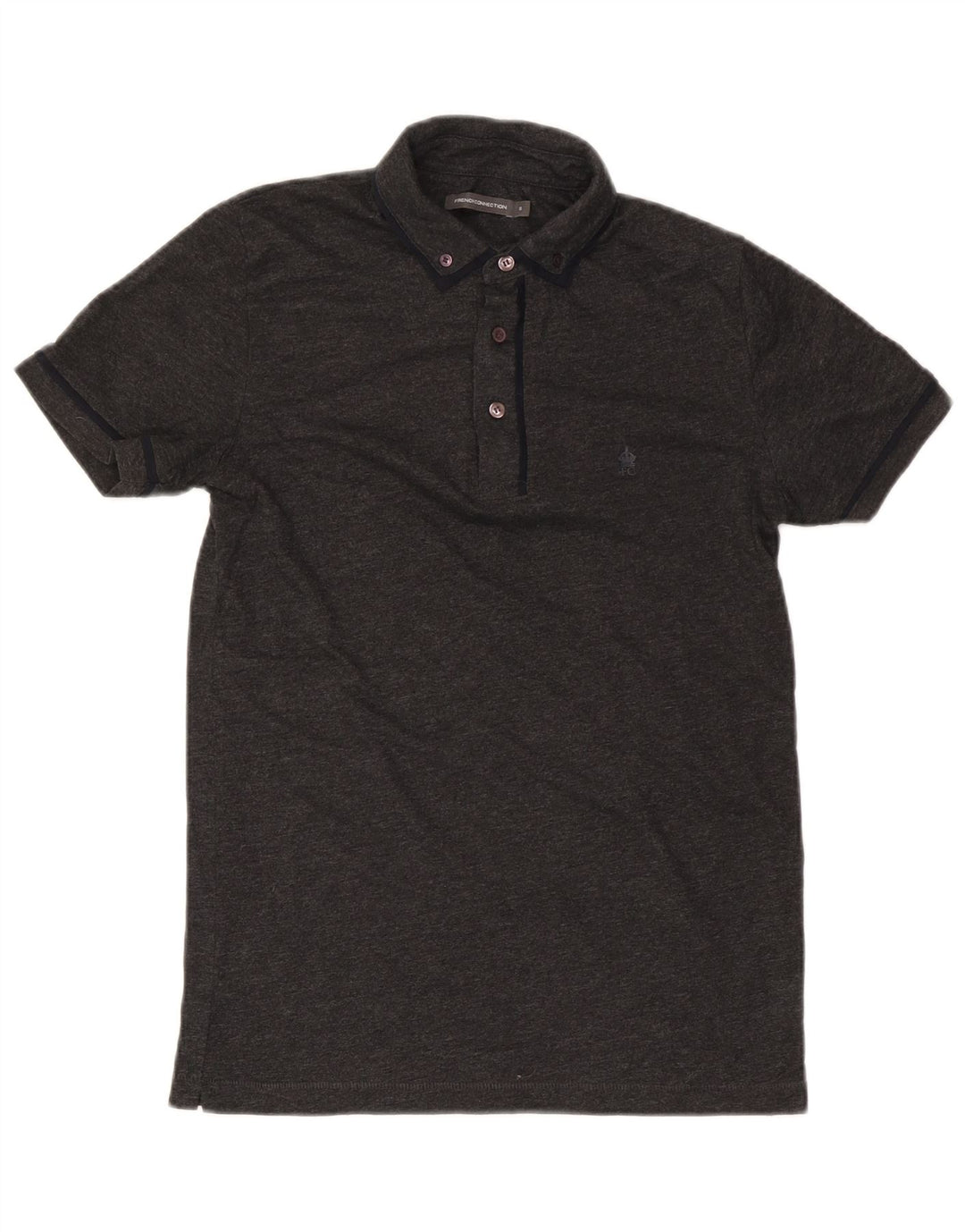 French Connection Herren-Poloshirt, klein, grau gesprenkelte Baumwolle